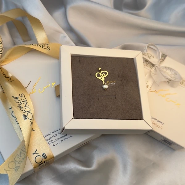 آویز طلا مادر قلب مرواریدی